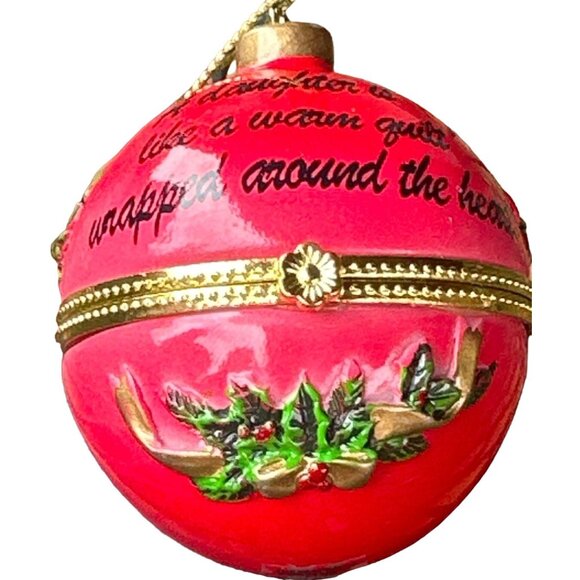 Collections Etc. Holiday Sentiment Trinket Red Ornament Daughter Theme 2.5" - Picture 2 of 14